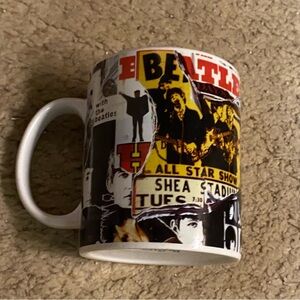 2005 Vintage The Beatles Band Coffee Mug Cup Allover Print 4.5” H Ceramic